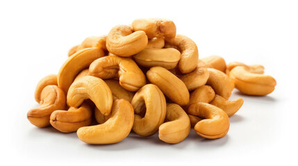Fototapeta premium cashews pile on white background. Healthy food, healthy lifestyle