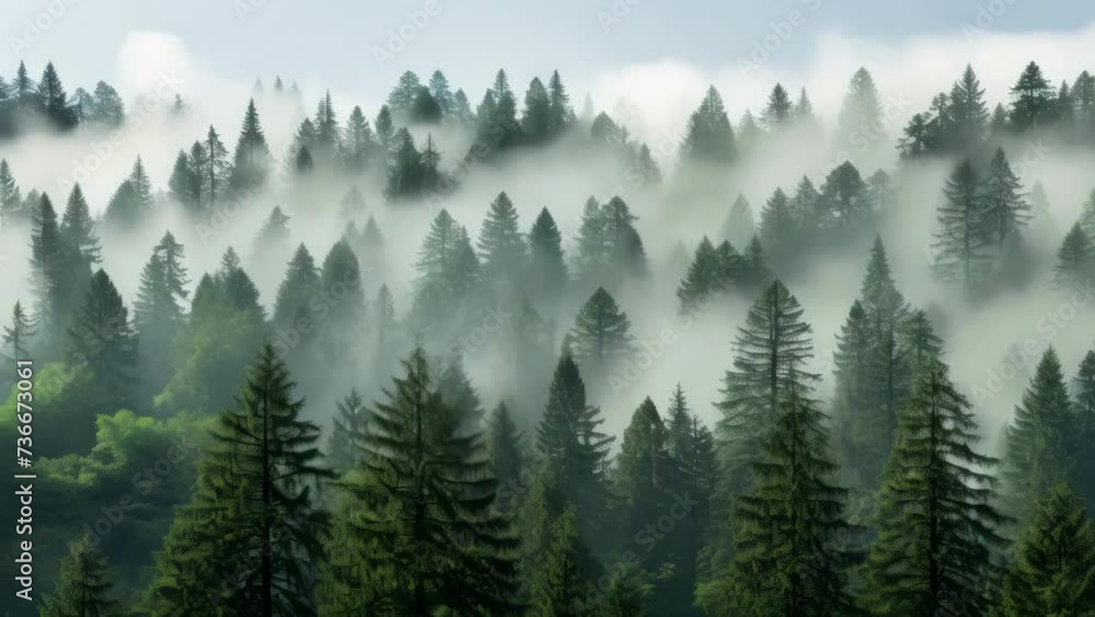 Poster view of fog-covered forest. perfect for adding mysterious and ethereal touch to any project