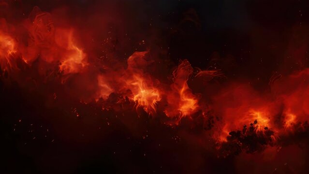 Red fire burning brightly against black background