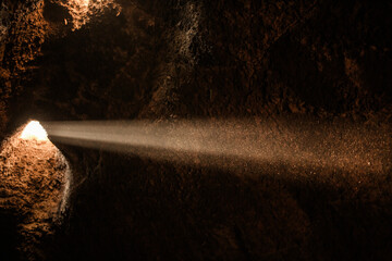 sunbeam of light in a cave