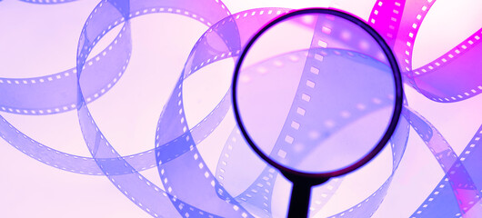 color cinema background with film strip