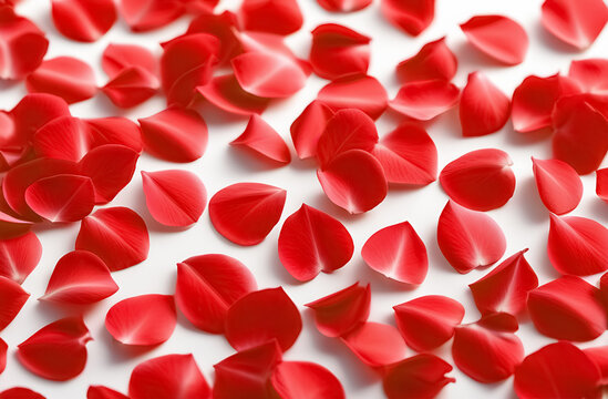 Wallpaper of red rose petals on the white background.