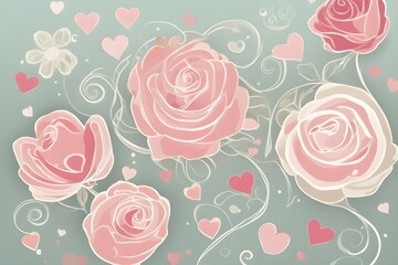 blue background with pink flowers design