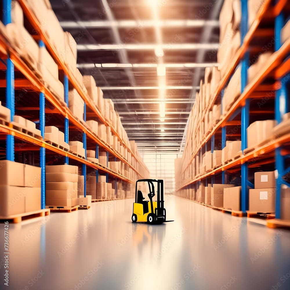 Wall mural forklift in warehouse