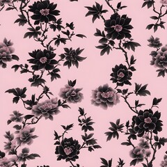black flowers on pink background