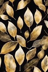 black background with golden leaves
