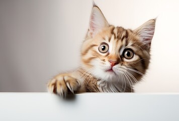 a cat with its paw on a white surface