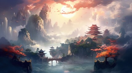 Chinese Style Fantasy Landscape Art