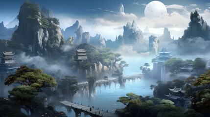 Chinese Style Fantasy Landscape Art