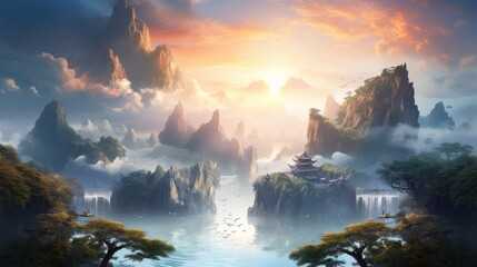 Chinese Style Fantasy Landscape Art