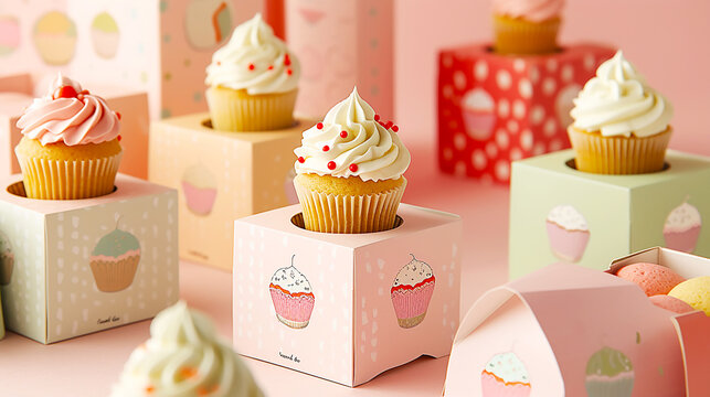 Cute and delicious cupcakes closeup image