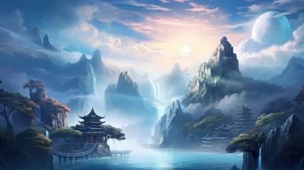 Rucksack Chinese Style Fantasy Landscape Art © Damian Sobczyk
