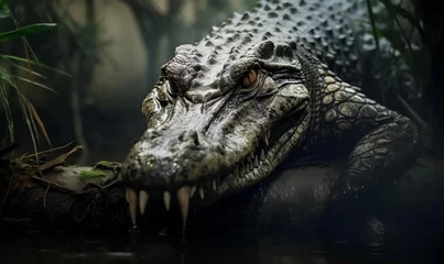 Selbstklebende Fototapeten Close up of dangerous crocodile in African swamp © Ilham