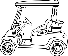 Fototapeta premium Golf cart Outline Illustration Vector