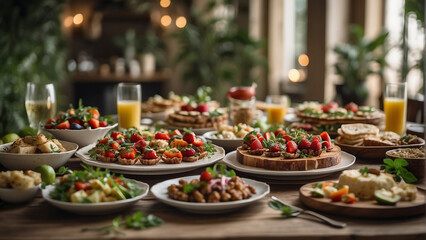 
Feast for the Senses: A Table Full of Tasty Food Beautifully Decorated