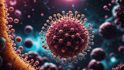 Fototapeta premium Virus bacteria and fungi, virus images, covid virus structure, in microscope covid virus structure, virus structure, and function wallpaper