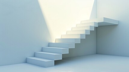 Simplistic white staircase in a modern minimalist interior, concept for architecture design