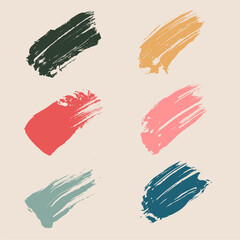 Brush lines set. Vector colour paint brush spots, highlighter lines or felt-tip pen marker. Ink smudge abstract shape stains and smear set with texture - Vector