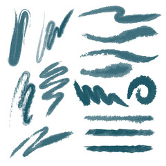 Dry paint stains brush stroke backgrounds set. Dirty artistic vector design elements