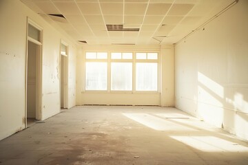 Empty Brightly lit room offering a minimalist and versatile space for design and architectural projects Highlighting potential and simplicity