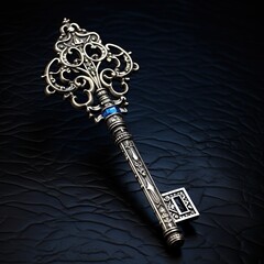 The Enchanting Elegance of an Ornate Silver Key with a Resemblance to Nature's Core