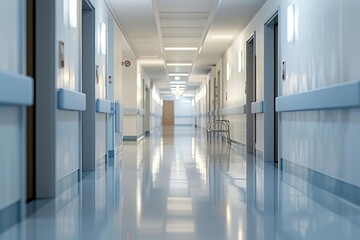 Modern Hospital Corridor in Clear Daylight