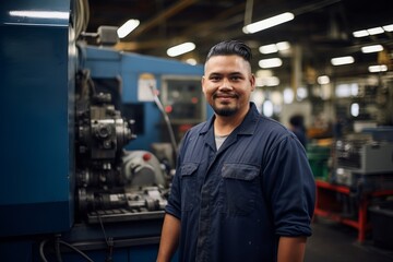 Fototapeta premium Behind the Scenes: A Glimpse into the World of a Molding Machine Operator, Surrounded by the Tools of His Trade