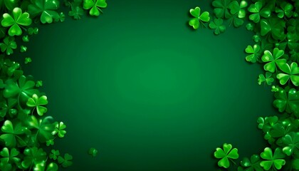 Festive background with shining clover shamrocks. St. Patrick's Day backdrop header banner created with generative ai