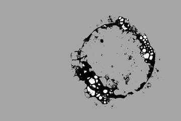 silhouette, imprint of soap bubbles, black stamp on grey background, blot