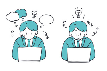 パソコンで仕事をする男性セット