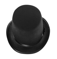 Black magician top hat isolated on white