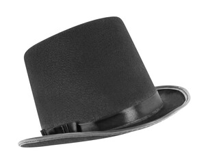 Black magician top hat isolated on white