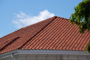 new tile roof house red work