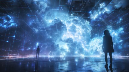 Astral cloud platforms where avatars interact with data constructs in a virtual reality cosmos