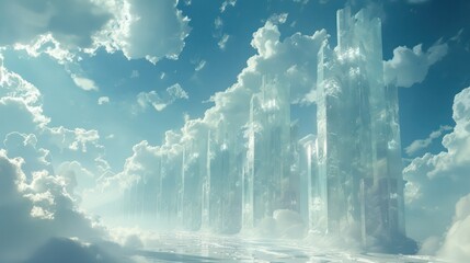 Crystal palace of cloud computing with impenetrable walls of encryption and moats of firewalls sheltering the realms data