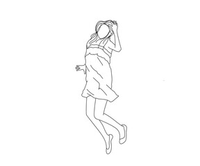 Girl, woman Line Drawing Ai, EPS, SVG, PNG, JPG zip file