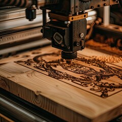 Fototapeta na wymiar Laser Engraving on Plywood: Creating Stunning Logos with Precision and Style