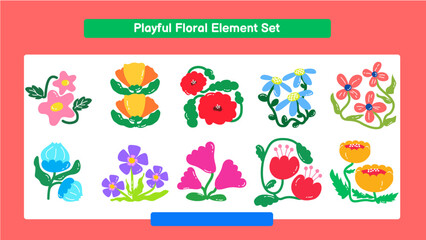 Playful Floral Element Set
