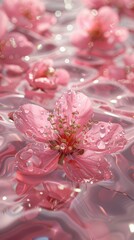 Fototapeta na wymiar Enchanting Springtime Scene: A Myriad of Peach Blossoms Drifting in a Shimmering Pink Sea