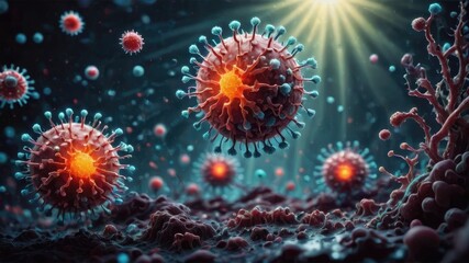 Obraz na płótnie Canvas Virus bacteria and fungi, virus images, covid virus structure, in microscope covid virus structure, virus structure and function wallpaper