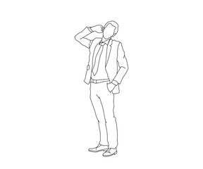 Man, Boy Line Drawing Ai, EPS, SVG, PNG, JPG zip file