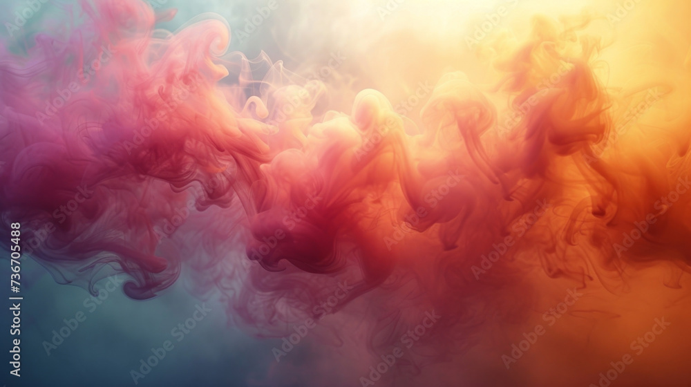 Poster macro shot of smoke in motion with soft edges and muted colors blending together in a dreamlike haze