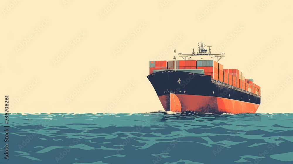 Poster from the captains viewpoint the cargo ship is a powerful symbol of global connectivity with the vast