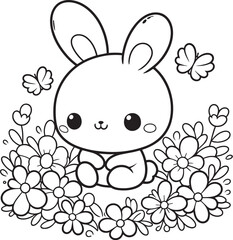 easter bunny with flower vector