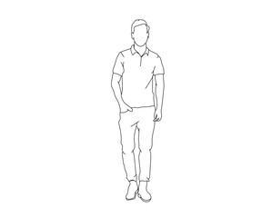Man, Boy Line Drawing Ai, EPS, SVG, PNG, JPG zip file