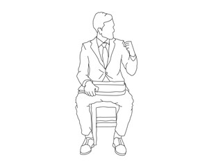 Man, Boy Line Drawing Ai, EPS, SVG, PNG, JPG zip file
