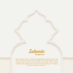 White and gold luxury islamic arch background 