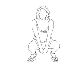 Girl, woman Line Drawing Ai, EPS, SVG, PNG, JPG zip file
