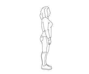 Girl, woman Line Drawing Ai, EPS, SVG, PNG, JPG zip file