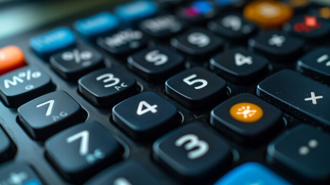 A sleek abstract representation of a calculator with its buttons rep by symbols representing different tax deductions and credits. The image conveys the message that proper